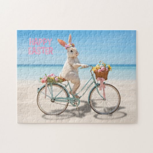 ヒルトンヘッド島の海岸で自転車に乗るイースター ジグソーパズル (横)