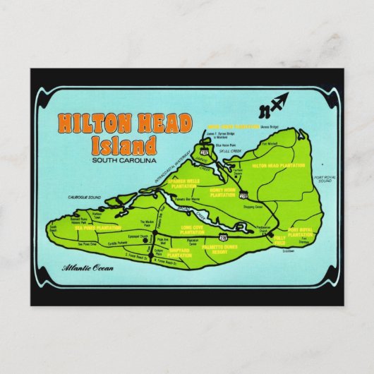ヒルトンヘッド島SCマップポストカード ポストカード (正面)