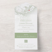 ヒルトンヘッドSCマップエレガントセージグリーン結婚ズ オールインワン招待状 (内側)
