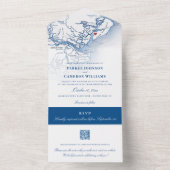ヒルトンヘッドSCマップエレガントネイビー結婚ズ オールインワン招待状 (内側)