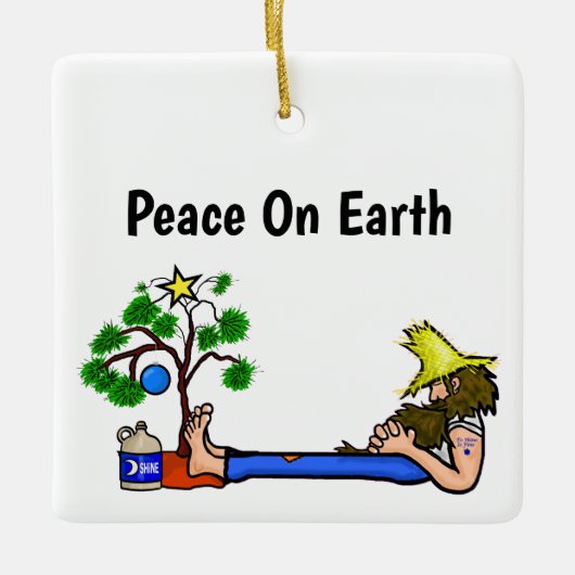 ヒルビリーおもしろいアンドサンタムーンシャインオーナメント セラミックオーナメント (正面)