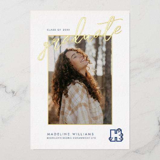 ヒルベルト大学卒業式 箔招待状 (正面)