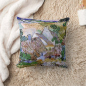 ヒル・バイ・ヴィンセント・ヴァン・ゴッホの茅葺き屋根の小屋 クッション (ブランケット)