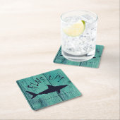 ヒレが白素晴らしいサメの青い木 スクエアペーパーコースター (インサイチュ)