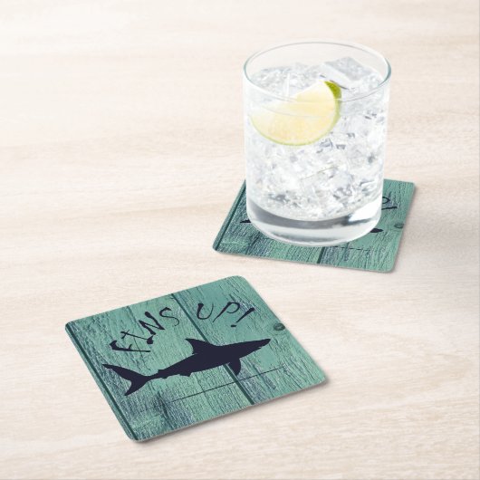 ヒレが白素晴らしいサメの青い木 スクエアペーパーコースター (インサイチュ)