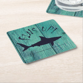 ヒレが白素晴らしいサメの青い木 スクエアペーパーコースター