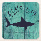 ヒレが白素晴らしいサメの青い木 スクエアペーパーコースター (正面)