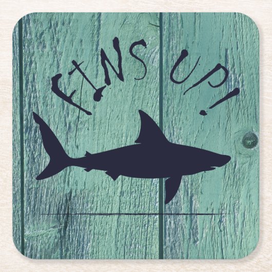 ヒレが白素晴らしいサメの青い木 スクエアペーパーコースター (正面)