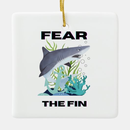 ヒレザメを恐れる セラミックオーナメント (正面)