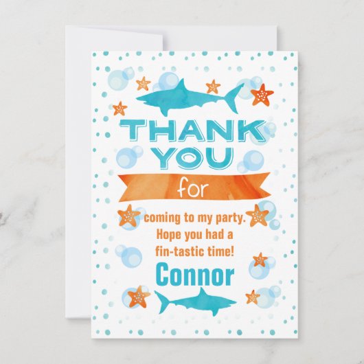 ヒレ味のサメ誕生日サンキューカード サンキューカード (正面)