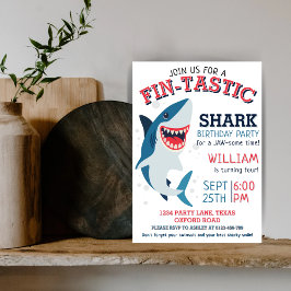 ヒレ味の笑顔のサメ子供の誕生日 招待状