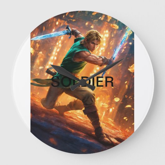 ヒロイックソルジャーアートクロック ラージ壁時計 (正面)