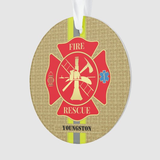ヒロイックファイアファイターマルチーズクロスデザイン オーナメント (正面)