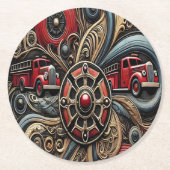 ヒロイックファイアートラックonレザー ラウンドペーパーコースター (正面)