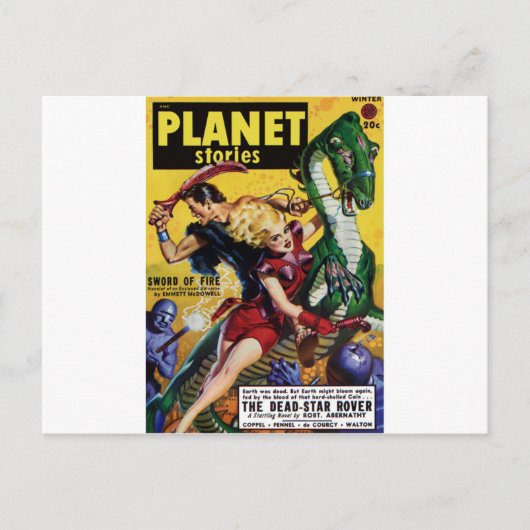 ヒロイック・ブロンドが恐竜に乗り込む ポストカード (正面)