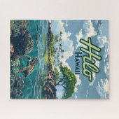 ヒロハワイビッグアイランドカメビーチヴィンテージ ジグソーパズル (横)