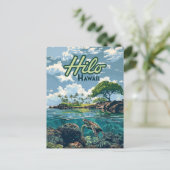 ヒロハワイビッグアイランドカメビーチヴィンテージ ポストカード (スタンド正面)