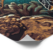 ヒロハワイビッグアイランドレトロ熱帯沿岸 ポスター (角)