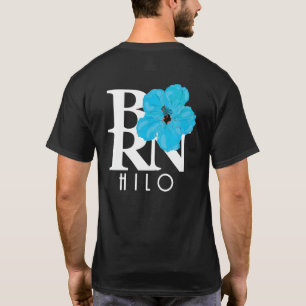 ヒロ生まれハワイブルーハイビスカス(バックプリント) Tシャツ