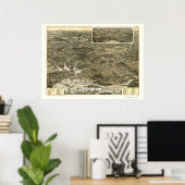 ヒンガム, MAパノラママップ – 1885 ポスター (ホームオフィス)