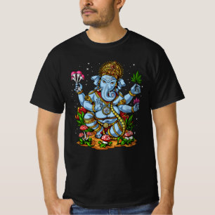 ヒンサイケデリックドゥー神ガネシャウィードTシルト Tシャツ