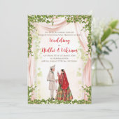 ヒンズーの結婚式の招結婚待&インディアンのカード 招待状 (スタンド正面)