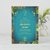 ヒンズーハウスウォーミンググリハプラヴェシュゴールデンティール(緑がかった色) 招待状 (スタンド正面)
