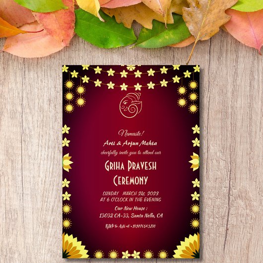 ヒンズーハウスウォーミンググリハプラヴェシュ 招待状