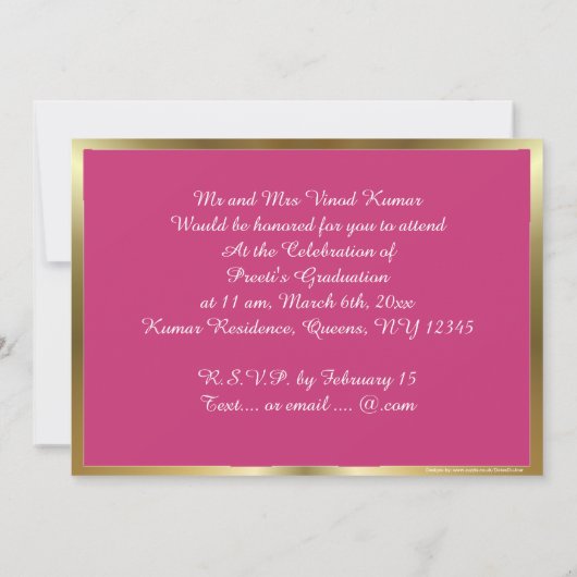 ヒンズー教のお祭り オム ロータス 招待状 (裏面)