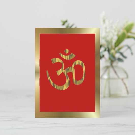 ヒンズー教のお祭り オム 赤と金 招待状 (スタンド正面)