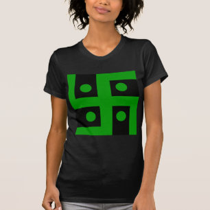 ヒンズー教のかぎ十字(黒い背景の緑) Tシャツ