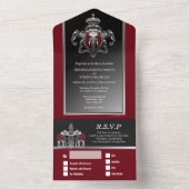 ヒンズー教のインディアンゾウはブルゴーニュ黒 オールインワン招待状 (内側)