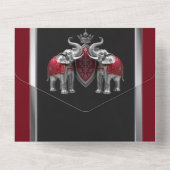 ヒンズー教のインディアンゾウはブルゴーニュ黒 オールインワン招待状 (裏面)