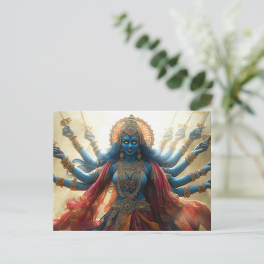 ヒンズー教の女神カリーの肖像画 - シャクティ・アート ポストカード (スタンド正面)