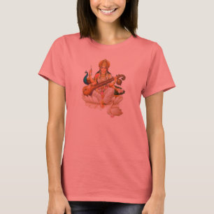 ヒンズー教の女神SaraswatiのTシャツのデザイン Tシャツ