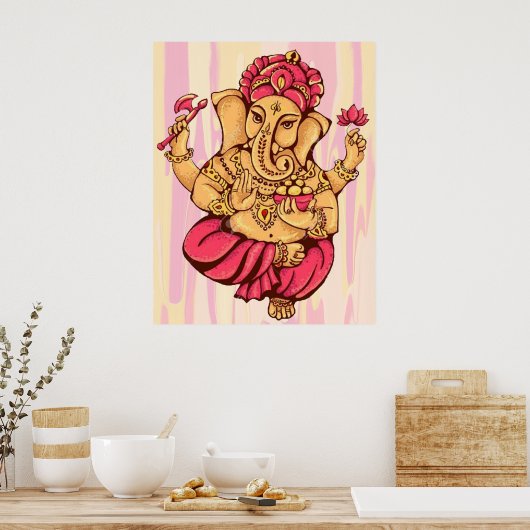 ヒンズー教の神ゲネシュ主ゲネシャ幸福の富が神を豊かにする ポスター (キッチン)