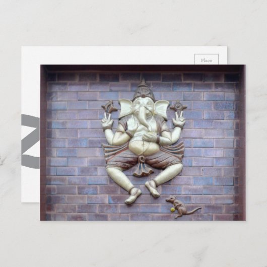 ヒンズー教の神Ganeshaの彫刻 ポストカード (正面/裏面)