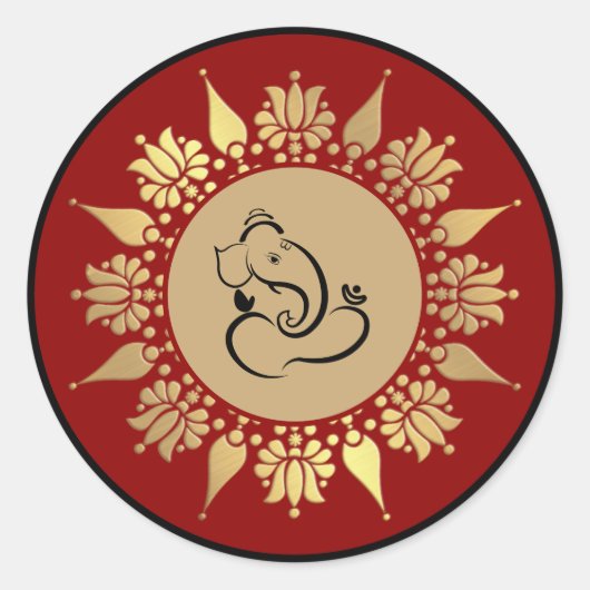 ヒンズー教の結婚式のガネーシャ ラウンドシール (正面)