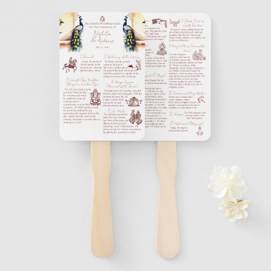 ヒンズー教の結婚式の儀式 ペアック ジェイポール宮殿 ハンドファン (正面&裏面)