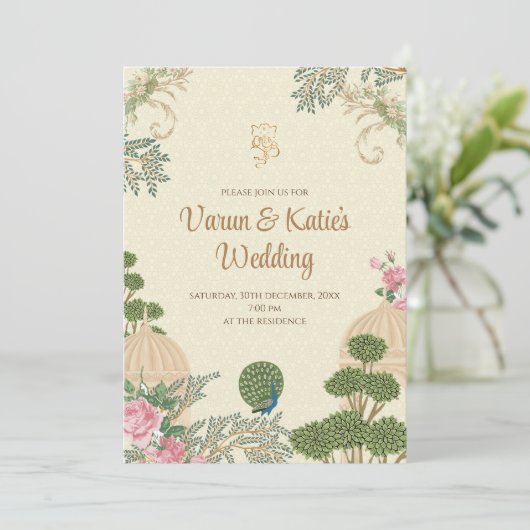 ヒンズー教の結婚式の招待としてのデジタルヒンズー教の招待 招待状 (スタンド正面)