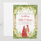 ヒンズー教の結婚式の招待状＆インドの結婚式の招待状 招待状 (正面/裏面)