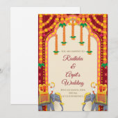 ヒンズー教の結婚式の招待状 & インドの結婚式の招待状 招待状 (正面/裏面)