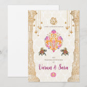ヒンズー教の結婚式招待状 & インドの招待状 招待状 (正面/裏面)