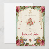 ヒンズー教の結婚式招待状 & インドの招待状 招待状 (正面/裏面)