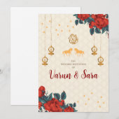 ヒンズー教の結婚式招待状 & インドの招待状 招待状 (正面/裏面)