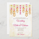 ヒンズー教の結婚式招待状 & ヒンズー教の結婚式カード 招待状 (正面/裏面)