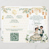 ヒンズー教の結婚式　儀式プログラム　緑と金 (正面/裏面)