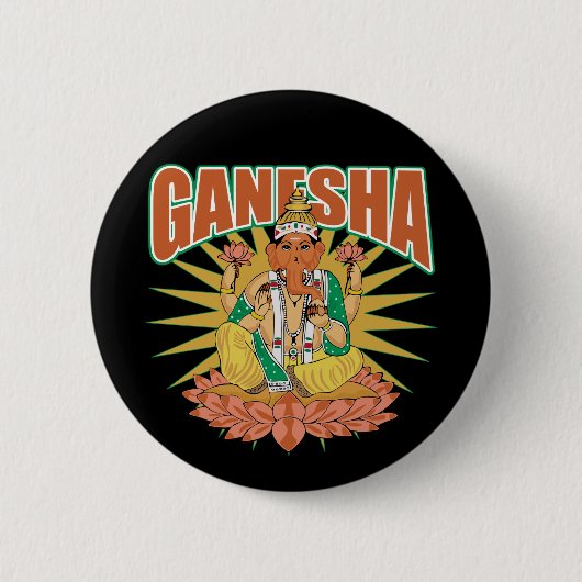 ヒンズー教のGanesha 缶バッジ (正面)