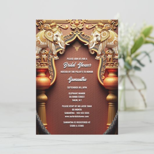 ヒンズー教インディアンゾウ王室のブライダルシャワー 招待状 (スタンド正面)