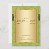 ヒンズー教ゲネシュ緑、金ゴールド孔雀ウェディング招待2 招待状 (裏面)